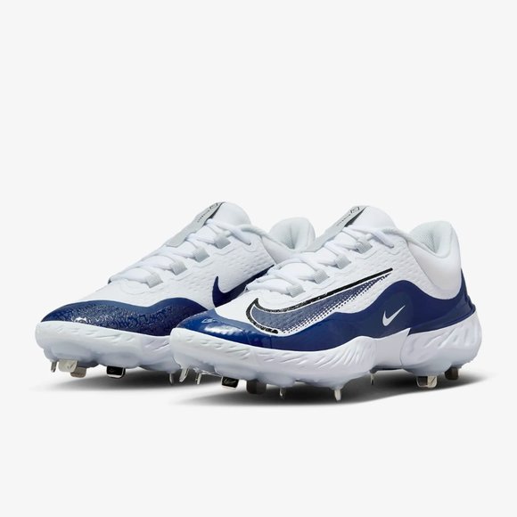 Nike Alpha Huarache Elite 4 Low Baseball Cleats White Navy FD2745-103 Mens Sz 13 - Picture 2 of 7